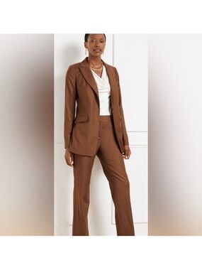 Talbots Brown Tailored Blazer & Straight-Leg Pants Set